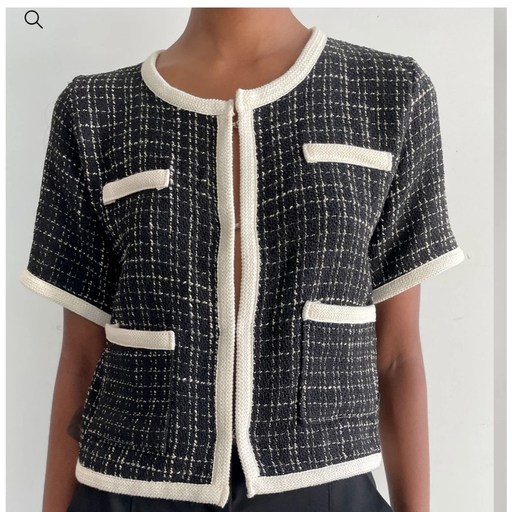 Oak + Fort TWEED TOP WITH CONTRAST TRIM